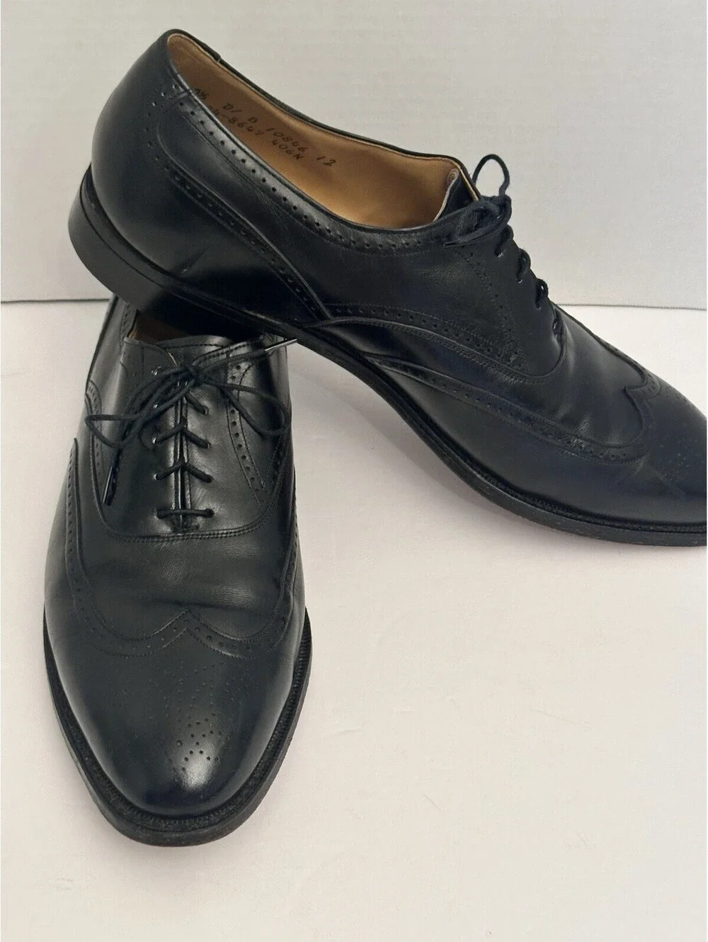 JOHNSTON & MURPHY CROWN ARISTOCRAFTSZ 10.5D MADE IN USA BLACK